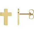 14K Yellow Gold 7x5 mm Cross Earrings