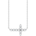 14K White Gold 1/3 CTW Lab-Grown Diamond Sideways Cross 18" Necklace