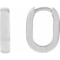 10K White Gold Elongated Domed 14 mm Hoop Earring