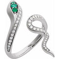 Platinum Natural Emerald & 1/3 CTW Natural Diamond Snake Ring