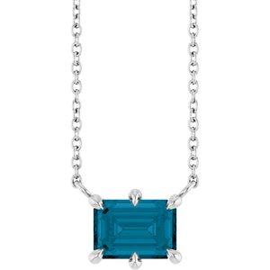 Sterling Silver Natural London Blue Topaz 18" Necklace