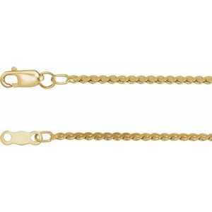 14K Yellow Gold 1.7 mm Serpentine 24" Chain