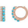 14K Rose Gold Natural Turquoise & 1/8 CTW Natural Diamond Huggie Hoop Earrings