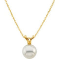 14K Yellow Gold Cultured White Akoya Pearl 18" Necklace