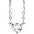 14K White Gold 1/6 CT Natural Diamond 3-Prong 18" Necklace