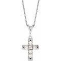 14K White Gold 1/2 CTW Natural Diamond French-Set Cross 16-18" Necklace