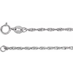 14K White Gold 1.75 mm Rope 24" Chain