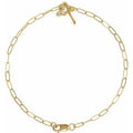 14K Yellow Gold .03 CTW Natural Diamond Cross Charm 7" Bracelet