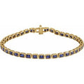14K Yellow Gold Lab-Grown Blue Sapphire Line 7" Bracelet