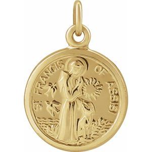 14K Yellow Gold 10.15x12 mm St. Francis of Assisi Medal