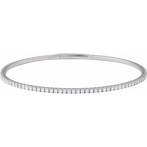 14K White Gold 2 CTW Lab-Grown Diamond Flexible Bangle 7" Bracelet