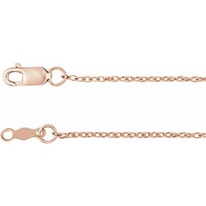 10K Rose Gold 1.25 mm Rope 20" Chain