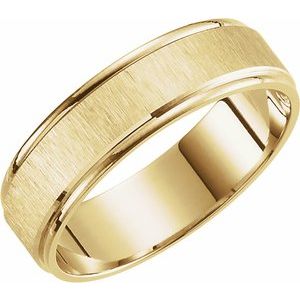 14K Yellow Gold 6 mm Grooved Lightweight Comfort-Fit Flat Band Size 10