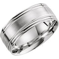 10K White Gold 8 mm Lightweight Grooved Milgrain Band Size 10