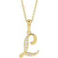 14K Yellow Gold 1/10 CTW Natural Diamond Initial L 18" Necklace