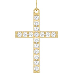14K Yellow Gold 1/2 CTW Lab-Grown Diamond Cross Pendant
