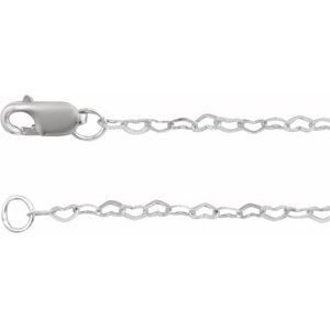 14K White Gold 1.9 mm Heart 16" Chain