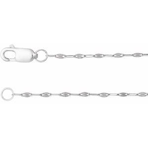 14K White Gold 1.5 mm Keyhole 24" Chain