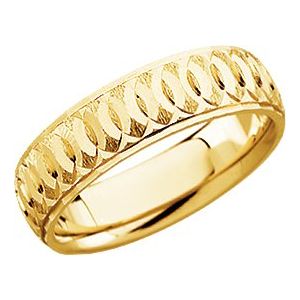 14K Yellow Gold 6 mm Patterned Comfort-Fit Band Size 8.5