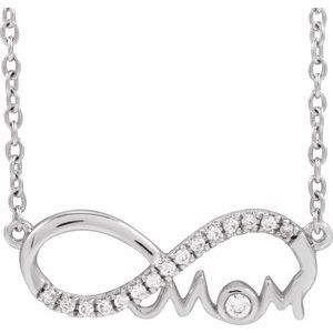 Sterling Silver .08 CTW Lab-Grown Diamond Infinity-Inspired Mom 18" Necklace