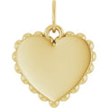 18K Yellow Gold-Plated Sterling Silver Engravable Scalloped Heart Charm/Pendant