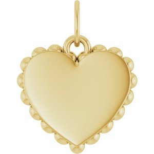 18K Yellow Gold-Plated Sterling Silver Engravable Scalloped Heart Charm/Pendant