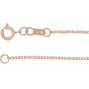 18K Rose Gold 1 mm Adjustable Cable 16-18" Chain