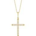 14K Yellow Gold 3/8 CTW Lab-Grown Diamond French-Set Cross 16-18" Necklace