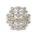 14K Yellow Gold 1.0 Cttw Diamond Geometric Stacked Open Cocktail Ring (I-J Color, I1-I2 Clarity)