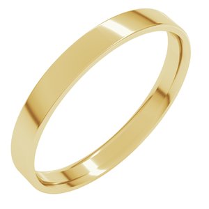 14K Yellow Gold 2.5 mm Ultra-Lightweight Comfort-Fit Flat Band Size 8