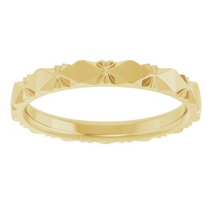 14K Yellow Gold 2.5 mm Diamond Faceted Band Size 8