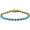 14K Yellow Gold Vermeil Natural Turquoise Line 7" Bracelet