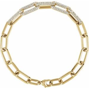 14K Yellow Gold Vermeil 1 1/2 CTW Lab-Grown Diamond Paperclip-Style 7" Bracelet