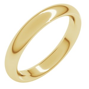 14K Yellow Gold 3.5 mm Comfort-Fit Half Round Band Size 6.5