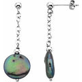 Sterling Silver Cultured Freshwater Black Coin Pearl Earrings