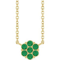 14K Yellow Gold Lab-Grown Emerald Cluster 18" Necklace