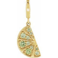14K Yellow Gold Vermeil Natural Peridot Lime Wedge Charm/Pendant