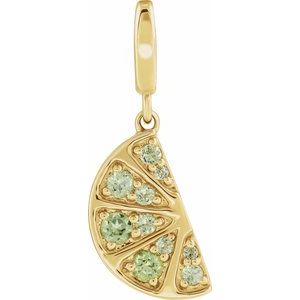 14K Yellow Gold Vermeil Natural Peridot Lime Wedge Charm/Pendant