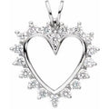 14K White Gold 9/10 CTW Natural Diamond Heart Pendant