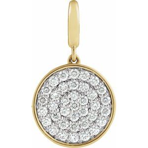 14K Yellow Gold Vermeil 1/2 CTW Lab-Grown Diamond Pavé-Style Disc Charm/Pendant