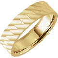 14K Yellow Gold 6 mm Tread Pattern Flat Band Size 10