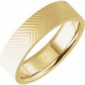 14K Yellow Gold 6 mm Tread Pattern Flat Band Size 10