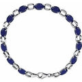 14K White Gold 7x5 mm Oval Lab-Grown Blue Sapphire 7 1/4" Bracelet