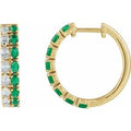 14K Yellow Gold Lab-Grown Emerald & 1 5/8 CTW Lab-Grown Diamond 20.5 mm Hoop Earrings