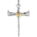 Sterling Silver & 14K Yellow Gold Nail Cross Pendant