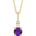 14K Yellow Gold Natural Amethyst & .07 CT Natural Diamond 16-18" Necklace
