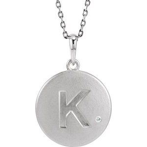 Sterling Silver .005 CTW Natural Diamond Initial K 18" Necklace