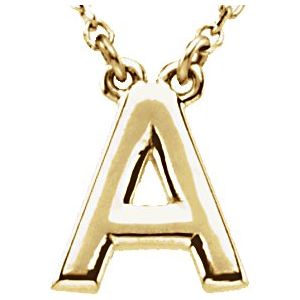 14K Yellow Gold Block Initial A 16" Necklace