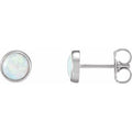 14K White Gold Natural White Opal Cabochon Earrings