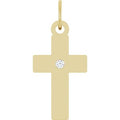 14K Yellow Gold .02 CT Natural Diamond Cross Pendant
